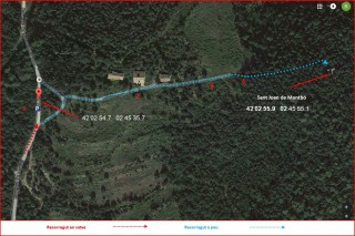 MAPA del camí d'accés a l'Església de Sant Joan de Montbó – Canet d’Adri - Captura de pantalla de Google Maps, complementada amb anotacions manuals