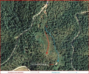 Darrera part del camí a la Capella de Sant Nazari de la Garriga – Oristà - MAPA del itinerari - Captura de pantalla de Google Maps, complementada amb anotacions manuals
