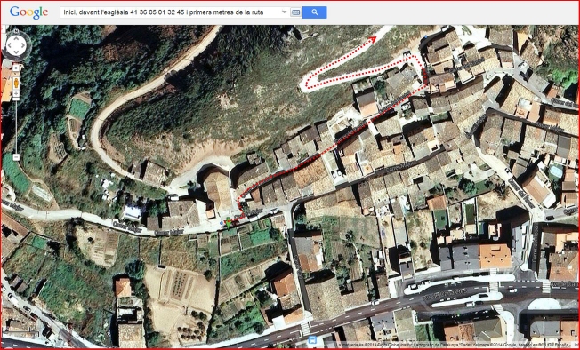91-Capella de Sant Salvador-Itinerari-Inici-Captura de pantalla de Google Maps, complementada amb anotacions manuals.