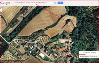 Capella de Santa Magdalena del Puig – Gelida-Itinerari final-Captura de pantalla de Google Maps, complementada amb anotacions manuals.