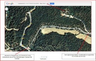 Camí al castell de Castellvell del Far-Itinerari-Captura de pantalla de Google maps
