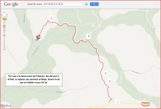 Castell de Llanera-Itinerari-Captura de pantalla de Google Maps, complementada amb anotacions manuals.