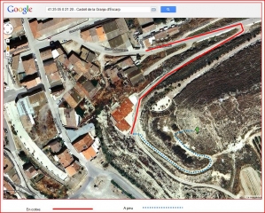 Castell d'Escarp - Itinerari - Captura de pantalla de Google Maps, complementada amb anotacions manuals.