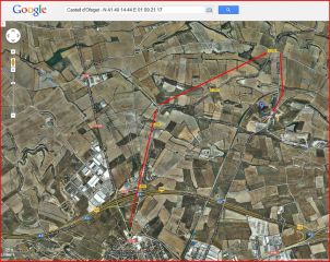Castell d'Ofegat - Captura de pantalla de Google Maps, complementada amb anotacions manuals.