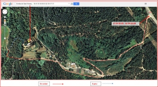 Ermita de Sant Amanç – Anglès - Itinerari - Captura de pantalla de Google Maps, complementada amb anotacions manuals.