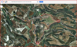Ermita de Sant Esteve de Ferriols – Bellprat - Itinerari - Captura de pantalla de Google Maps, complementada amb anotacions manuals.