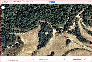Ermita de Sant Miquel del Mas d’en Forn – Biosca - Itinerari FINAL - Captura de pantalla de Google Maps, complementada amb anotacions manuals.