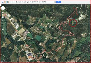 Ermita de Santa Brígida – Amer - itinerari - Captura de pantalla de Google Maps, complementada amb anotacions manuals.