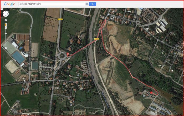 Ermita de Santa Magdalena de Puigbarral – Terrassa - Captura de pantalla de Google Maps, complementada amb anotacions manuals.