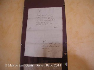 El Mas de Sant Genís - Navàs - Document de l'any 1714.