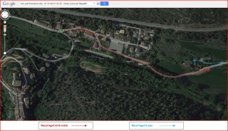 Església de Santa Llúcia de Rajadell – Rajadell - Part final de l'itinerari - Captura de pantalla de Google Maps, complementada amb anotacions manuals.