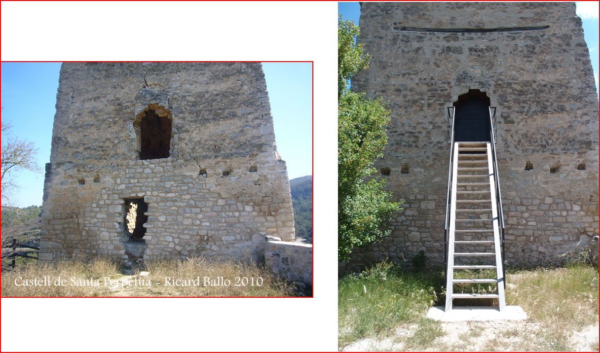 Castell de Santa Perpètua - Cinc anys separen aquestes imatges