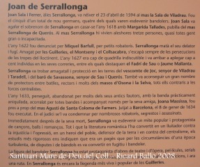 Santuari de la Mare de Déu del Coll – Osor - Informació sobre en Joan de Serrallonga. Fotografia d'un plafó informatiu que trobarem en aquest lloc.