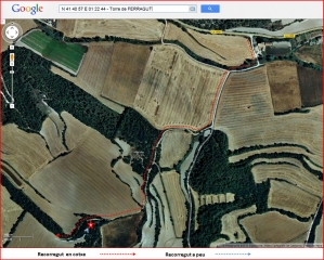 Torre de Ferragut - Itinerari - Captura de pantalla de Google Maps, complementada amb anotacions manuals.