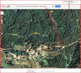 Torre de l'Esparra - Itinerari alternatiu - Captura de pantalla de Google Maps, complementada amb anotacions manuals.