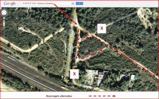 Torre del Mas Cusidor - Captura de pantalla de Google Maps, complementada amb anotacions manuals.