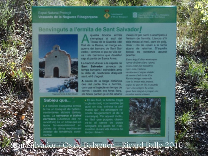 Ermita de Sant Salvador – Os de Balaguer - Plafó informatiu situat al davant de l\'ermita