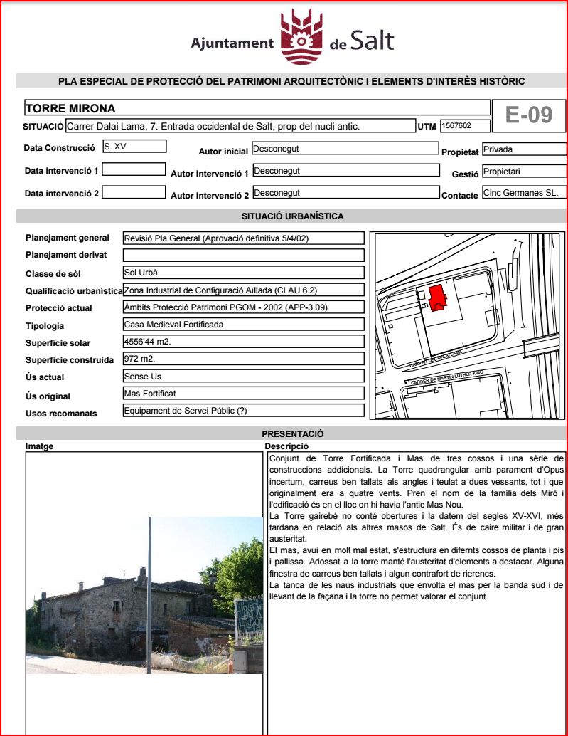 Torre Mirona - Salt-Informació facilitada per l'Ajuntament de Salt