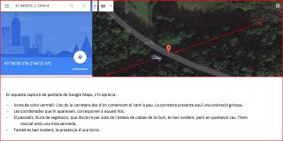 Torre del Telègraf – Bescanó - Captura de pantalla de Google Maps, complementada amb anotacions manuals