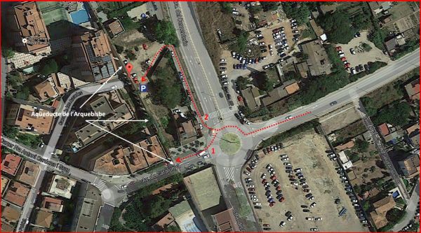 Aqüeducte de l’Arquebisbe – Tarragona - Captura de pantalla de Google Maps, complementada amb anotacions manuals