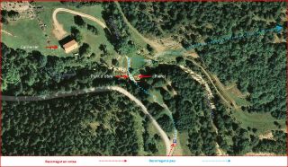 Camí a l'Església de Sant Sebastià del Sull – Saldes - MAPA itinerari intermig - Captura de pantalla de Google Maps, complementada amb anotacions manuals.