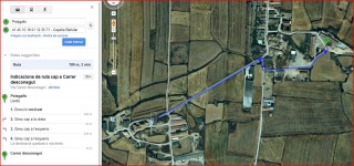 Capella de la Mare de Déu del Bellvilar - Captura de pantalla de Google Maps, complementada amb anotacions manuals.