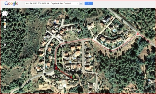 Capella de Sant Cristòfol - Corbera de Llobregat - Itinerari - Captura de pantalla de Google Maps, complementada amb anotacions manuals.