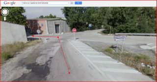 Capella de Sant Sebastià – Òdena - Visió d'una part de l'itinerari - Captura de pantalla de Google Maps, complementada amb anotacions manuals - Sortida A-2 - Detall segona desviació.