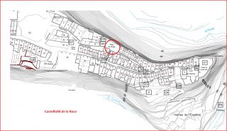 Plànol, extret de la pàgina del Pla especial de protecció del nucli antic de Castellfollit de la Roca - Conjunts (Generalitat de Catalunya – Departament de Política Territorial i Obre Públiques)