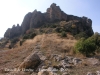 Castell de Llorenç. Vistes del turó del castell des del davant de la porta de l\'ermita.