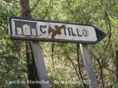 Cartell indicant el Castell de Marmellar.