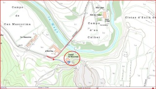 Castell de Montmarí - Itinerari - Captura de pantalla d'un mapa del I.C.C., complementat amb anotacions manuals.