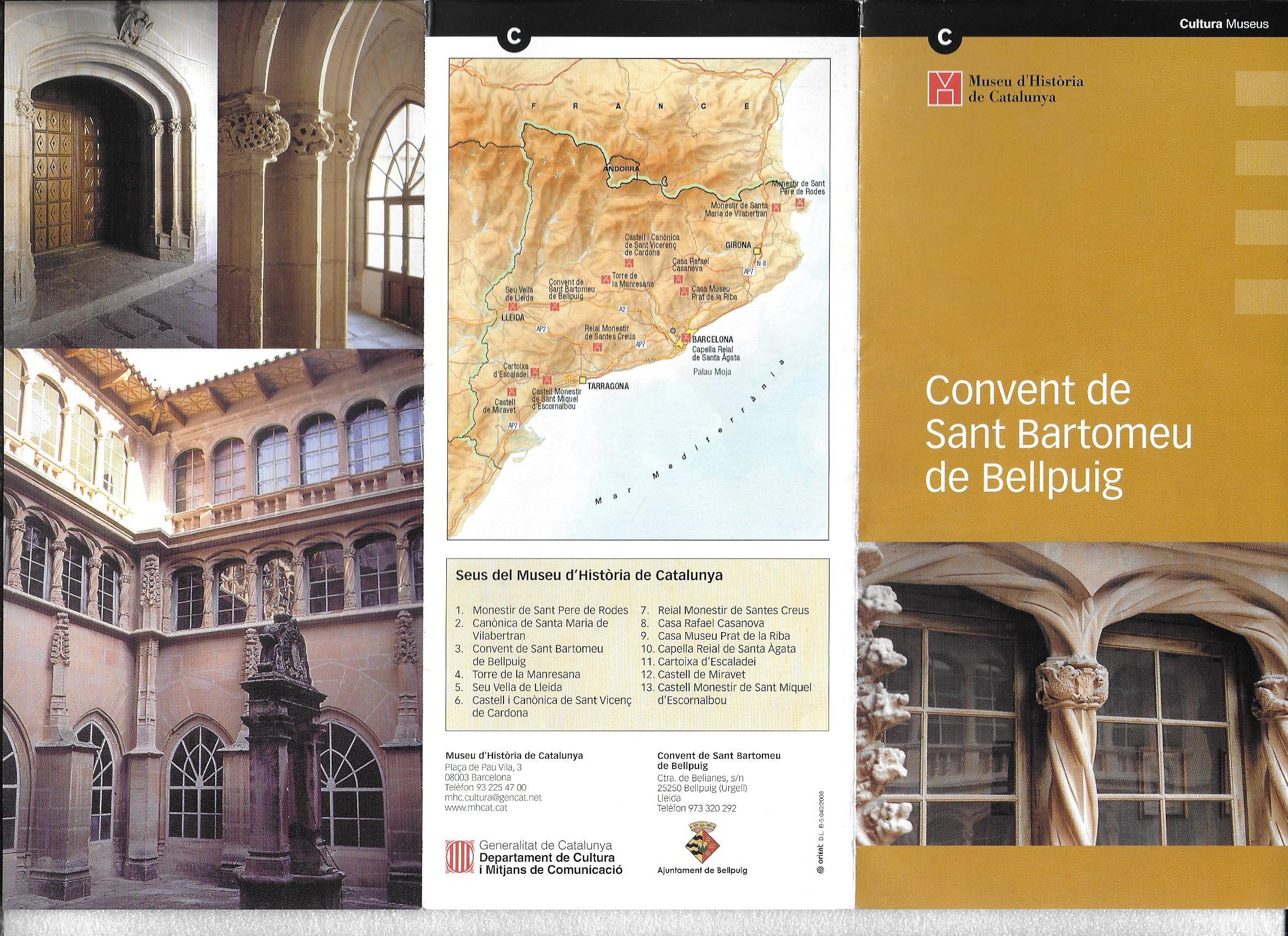 Convent de Sant Bartomeu – Bellpuig - Futlletó que donen amb l\'entrada