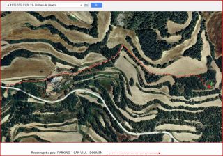 Dolmen de Llanera - Camí d'accés - Itinerari - Captura de pantalla de Google Maps, complementada amb anotacions manuals.