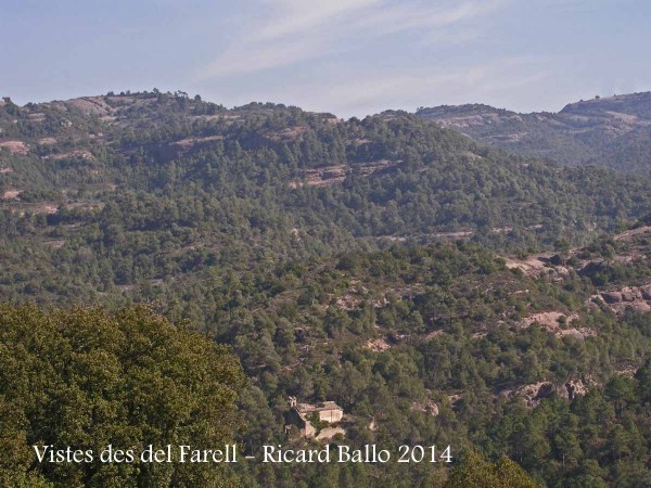 Vistes des del Farell – Mura - Tines. En primer terme, l'Església de Santa Creu de Palou.