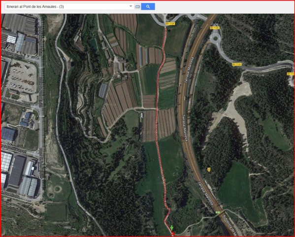 El Pont de les Arnaules – Manresa - Itinerari - 3 - Captura de pantalla de Google Maps, complementada amb anotacions manuals.