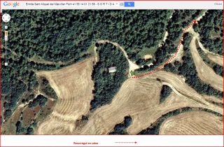 Ermita de Sant Miquel del Mas d’en Forn – Biosca - Itinerari TORNADA - Captura de pantalla de Google Maps, complementada amb anotacions manuals.