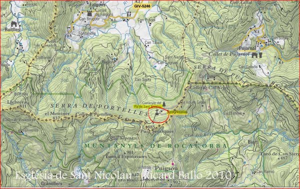 Ermita de Sant Nicolau – Sant Miquel de Campmajor - Captura de pantalla del mapa del ICC.