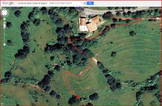 Ermita de Santa Cecília de Ragord – Vallfogona de Ripollès - Itinerari - Captura de pantalla de Google Maps, complementada amb anotacions manuals.
