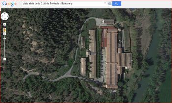 Església de Sant Esteve de la Colònia Soldevila – Balsareny - Vista aèria - Captura de pantalla de Google Maps.
