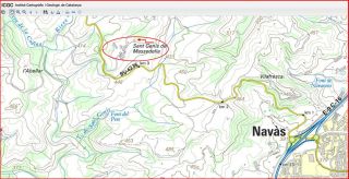 Església de Sant Genís de Massadella - Navàs - Mapa de situació del I.C.C. - Captura de pantalla, complementada amb anotacions manuals.