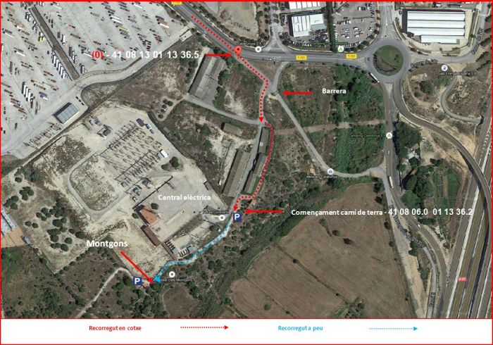 Església de Sant Julià dels Montgons-ITINERARI-Captura de pantalla de GOOGLE MAPS, complementada amb anotacions manuals