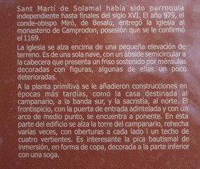 Ampliació / Detall del Plafó informatiu situat al davant de l\'Església de Sant Martí de Solamal – La Vall de Bianya
