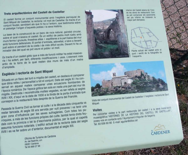 Església de Sant Miquel de Castellar – Aguilar de Segarra - Cartell informatiu situat al davant de l'edificació.