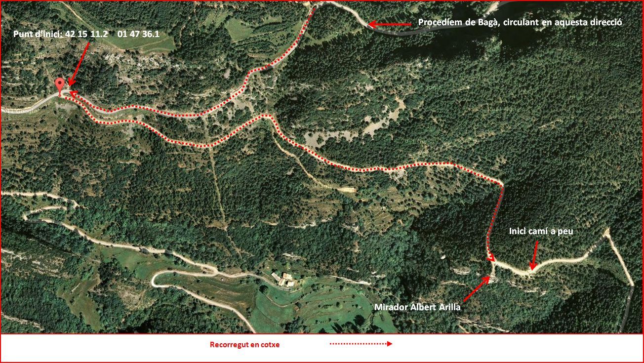 Església de Sant Miquel de Turbians – Gisclareny - Itinerari inicial - Captura de pantalla de Google Maps, complementada amb anotacions manuals