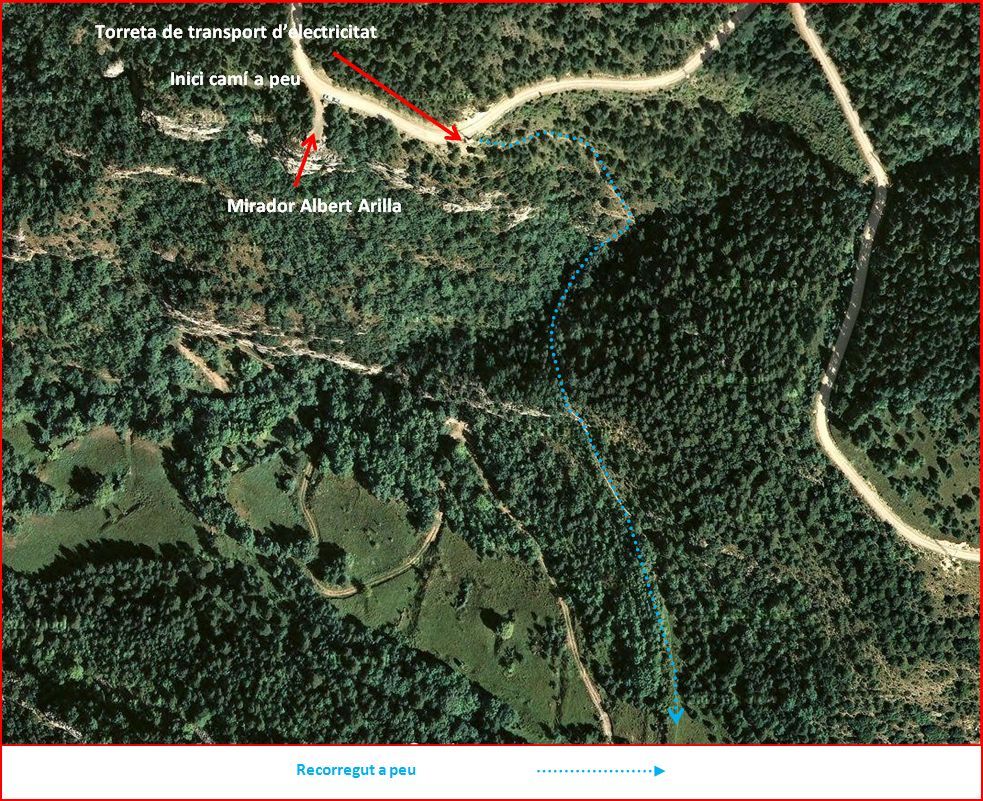 Església de Sant Miquel de Turbians – Gisclareny - Itinerari intermig - Captura de pantalla de Google Maps, complementada amb anotacions manuals