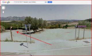 Església de Sant Pere de Masquefa – Masquefa - Itinerari - Captura de pantalla de Google Maps, complementada amb anotacions manuals.