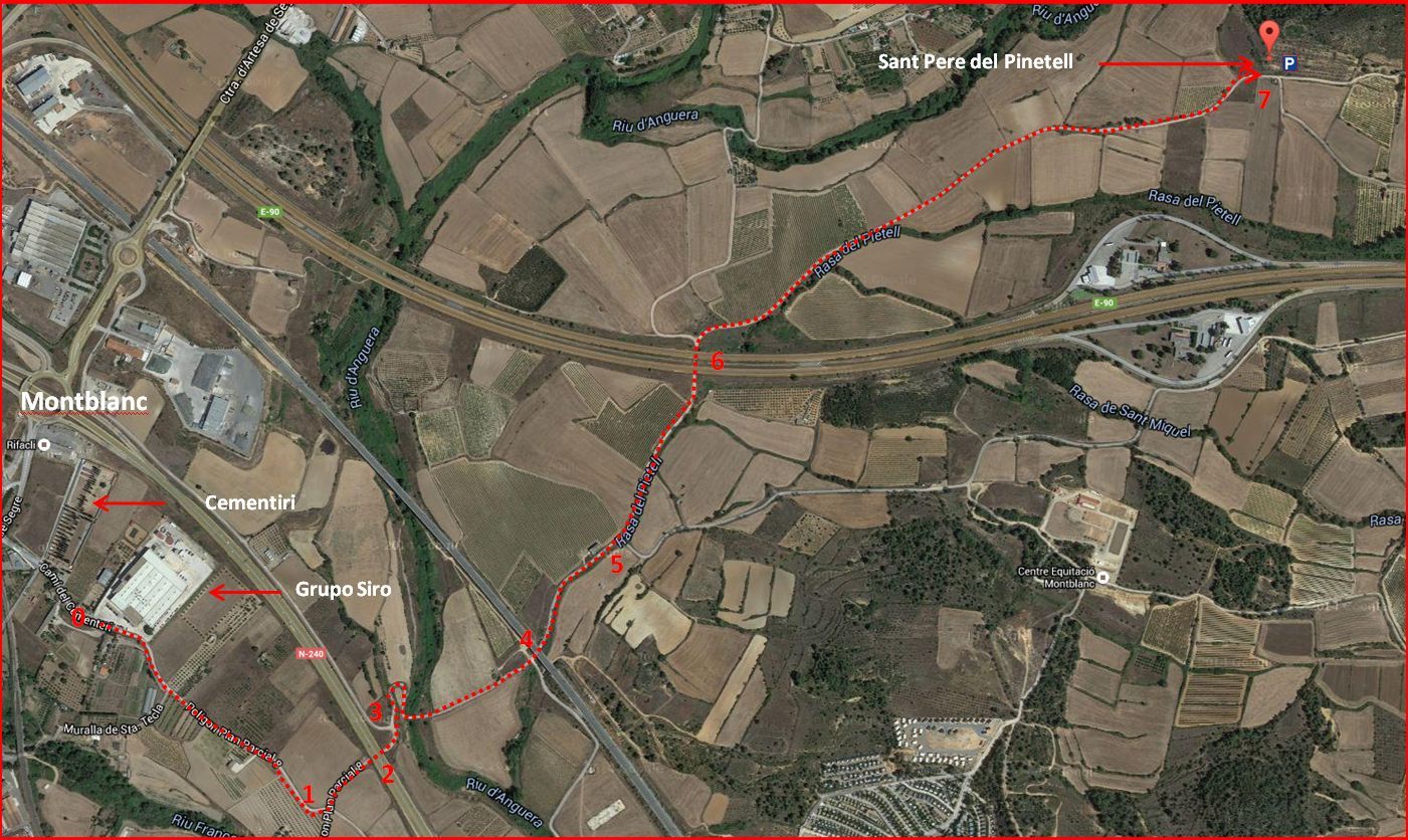 Església de Sant Pere del Pinetell – Montblanc - VISIÓ GENERAL de l'ITINERARI