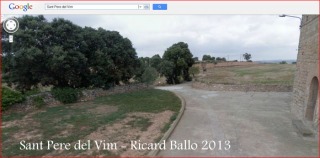 Església de Sant Pere del Vim - Veciana - Captura de pantalla de Google Maps - Aspecte que tenia anteriorment la plaça que hi ha al davant de l'església.