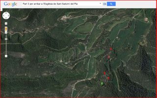 Part 3 de la ruta d'accés a l'església de Sant Sadurní del Pla / Avinyó - Captura de pantalla de Google Maps, complementada amb anotacions manuals.